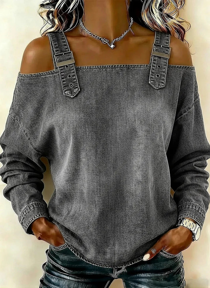 Women's casual sweatshirt with decorative shoulder details Lisslune