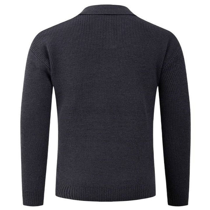 Men's knit sweater with classic collar and textured look Lisslune