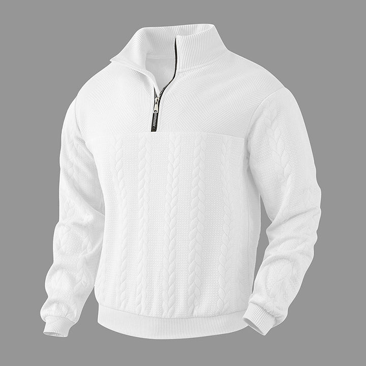 Men's elegant knitted pullover with half-closed zipper and textured design Lisslune