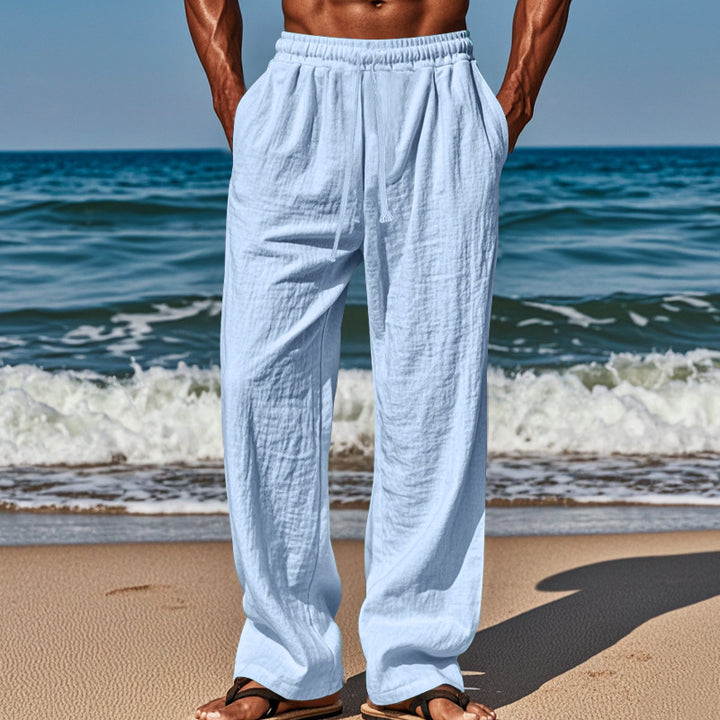 Men's Casual Beach Pants with Elastic Waistband and Practical Side Pockets Lisslune
