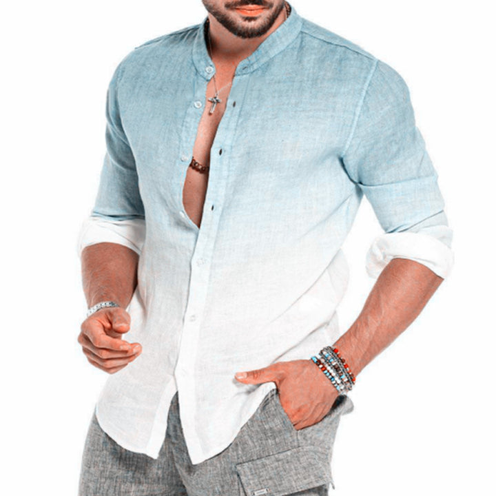 Men's linen shirt with modern gradient and practical button details Lisslune