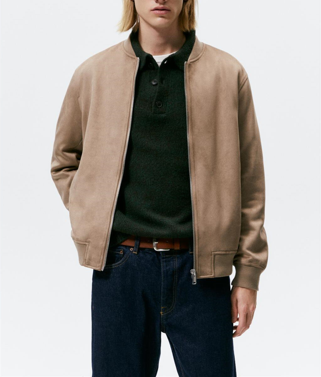 Men's Casual Elegant Sweat Jacket with Round Neck and Side Pockets Lisslune