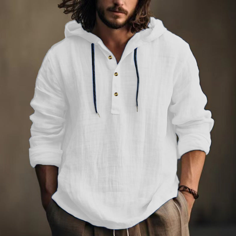 Men's casual hoodie with button placket and comfortable fit Lisslune