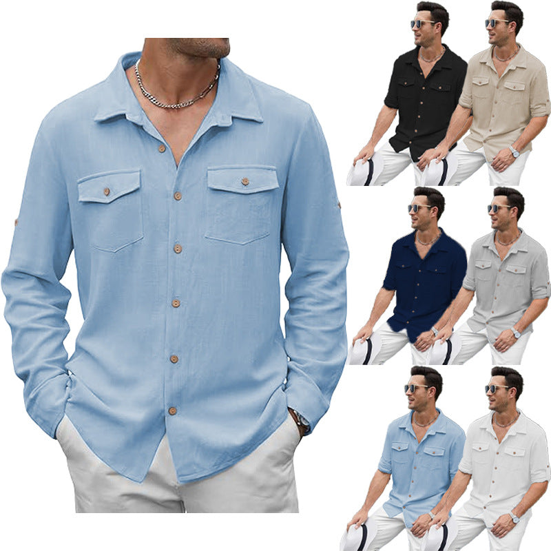 Men's short-sleeve shirt with practical flap pockets and breathable fabric Lisslune
