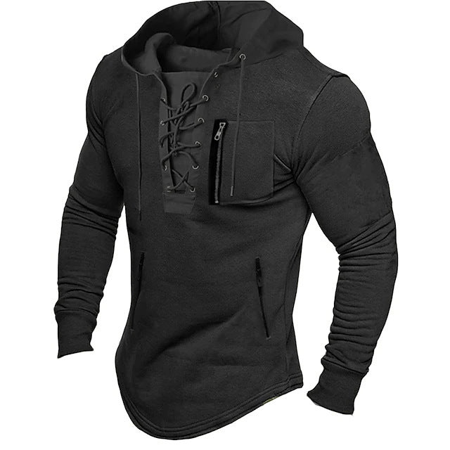 Men's stylish hoodie with unique lacing design Lisslune