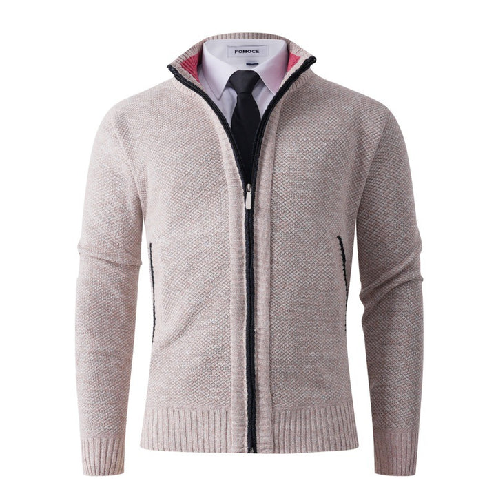 Men's stylish cardigan with high collar and practical pockets Lisslune