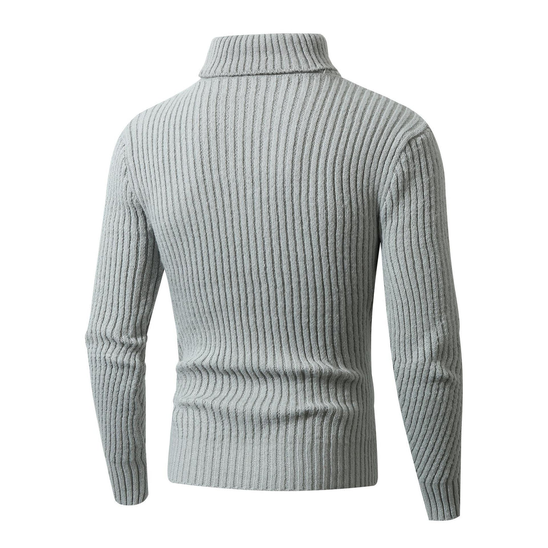 Men's chunky knit sweater with stand-up collar and decorative textured pattern Lisslune