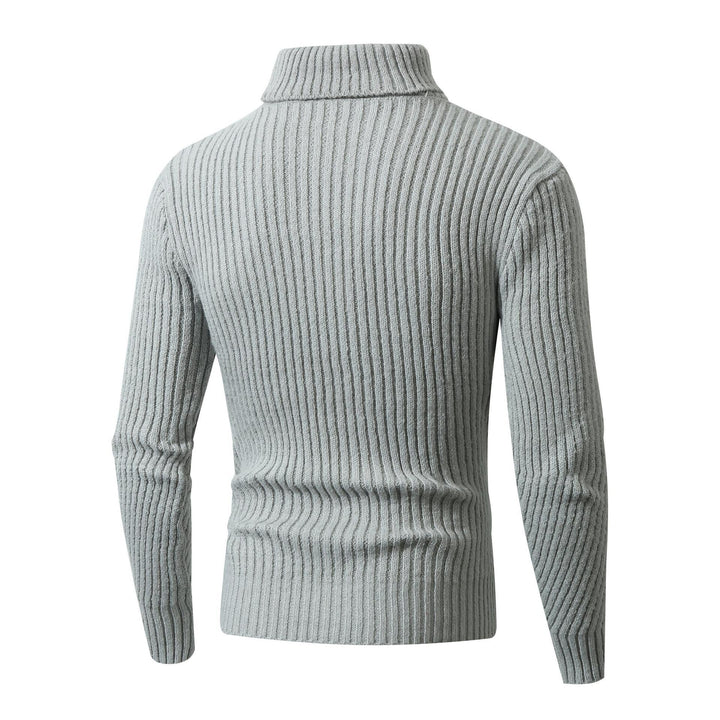 Men's chunky knit sweater with stand-up collar and decorative textured pattern Lisslune