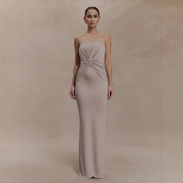 Damen Elegantes Minimalistisches Abendkleid mit Raffungen Lisslune