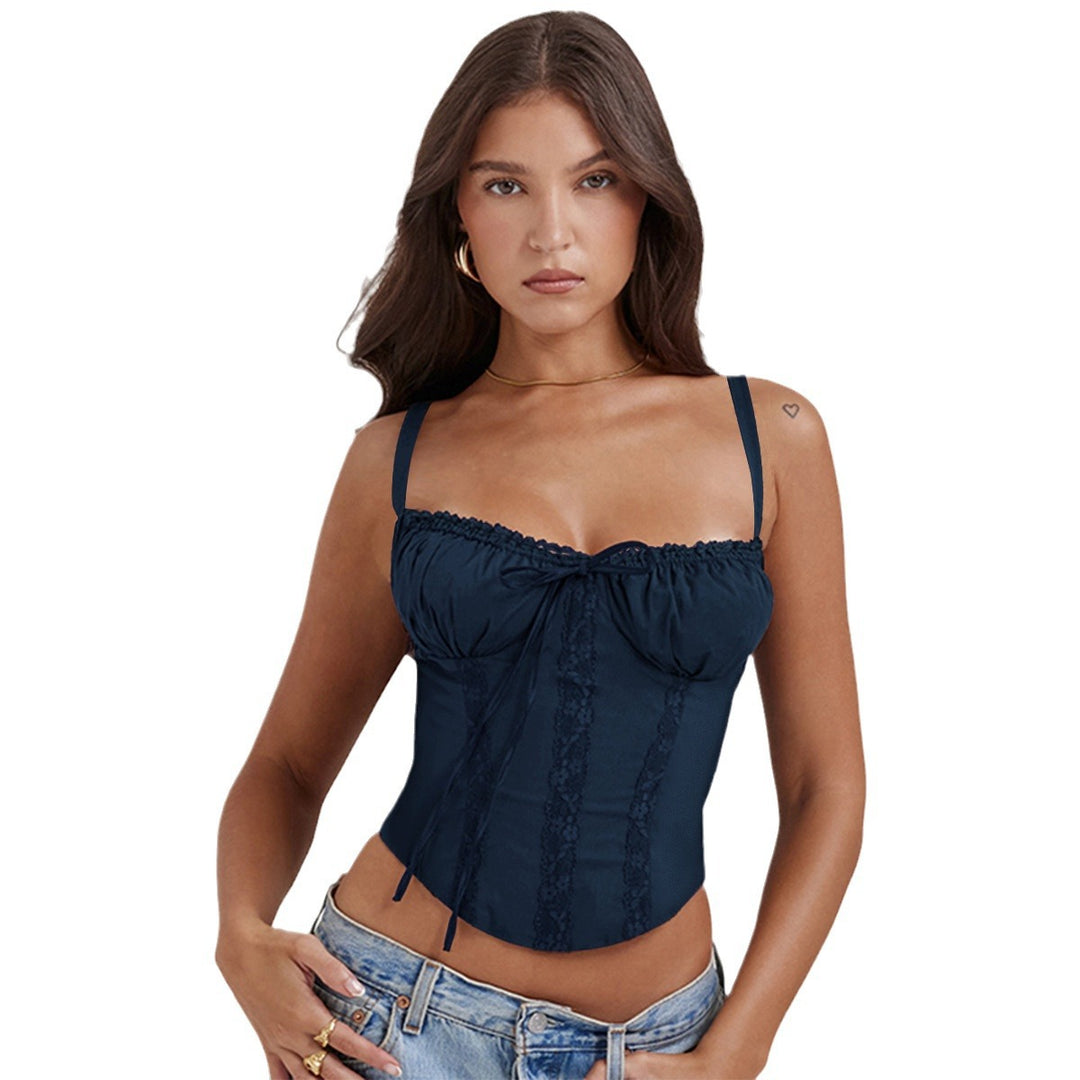 Ladies corset top with ruffle details and adjustable straps Lisslune