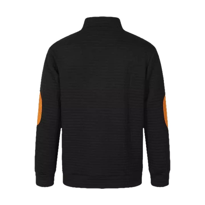 Men's Comfortable Sweatshirt with Button Placket and Contrast Elements Lisslune
