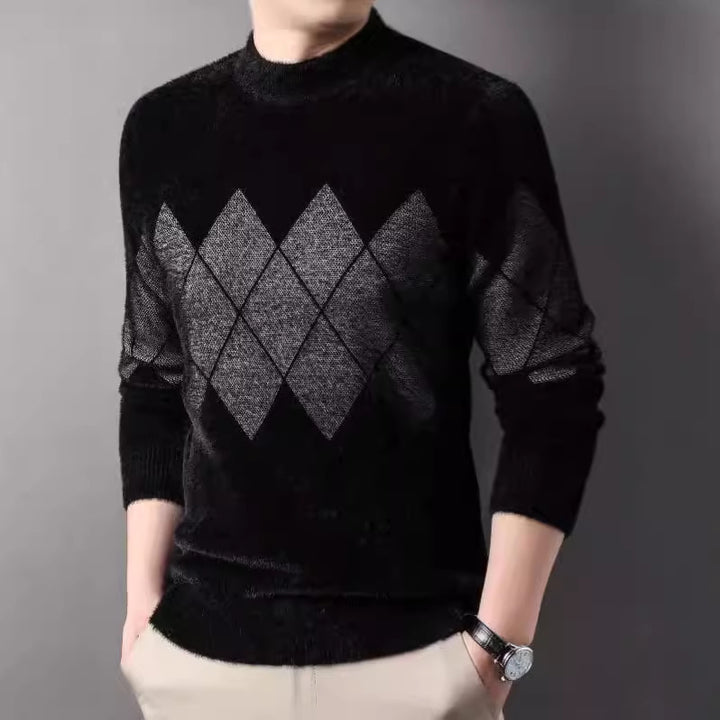 Men's stylish sweater with decorative diamond pattern Lisslune