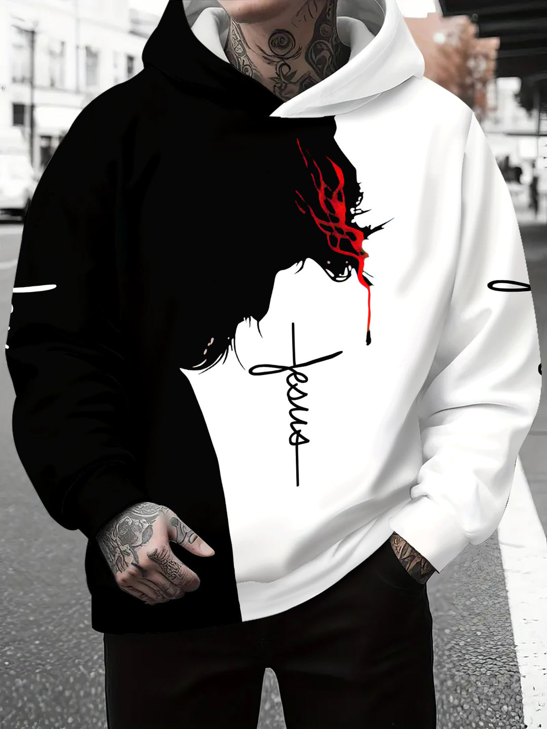 Men's hoodie with subtle gradient look and inspiring lettering Lisslune