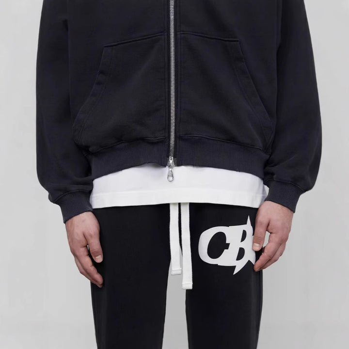 Men's hooded sweatshirt jacket with stylish logo and comfortable waistband Lisslune