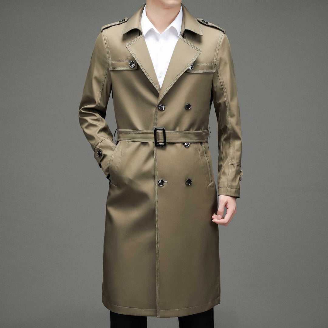 Men's Elegant Trench Coat with Fashionable Cut and Practical Pockets Lisslune
