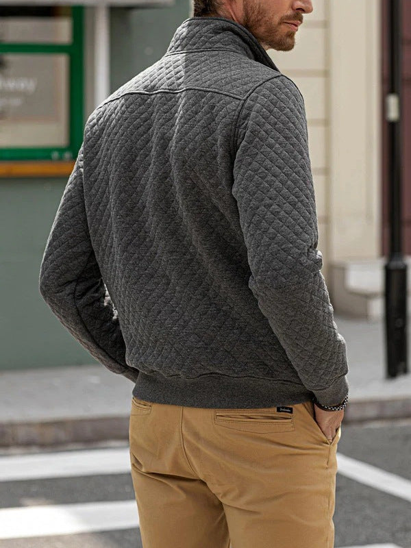Men's sporty fleece pullover with practical zip and button placket Lisslune
