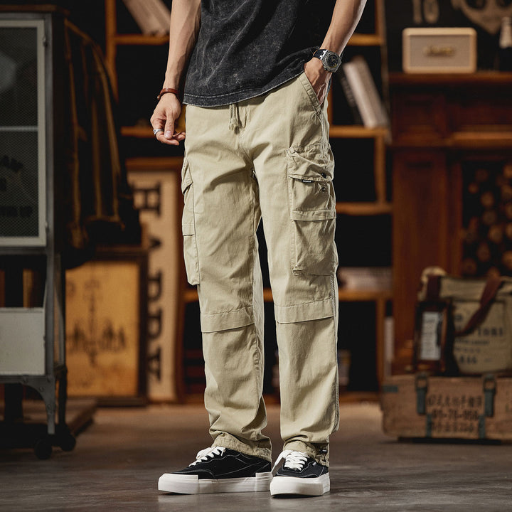Men's cargo pants with numerous utility pockets and elastic waistband Lisslune