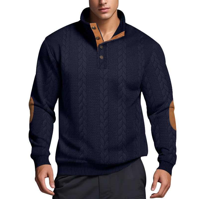 Men's knit sweater with high collar and textured pattern Lisslune