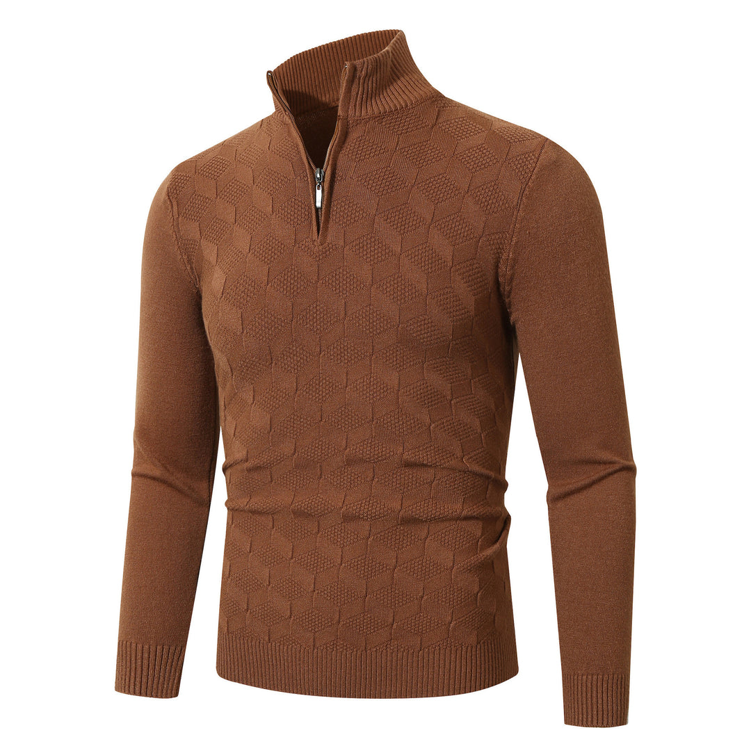 Men's casual sweater with half zipper and textured pattern Lisslune