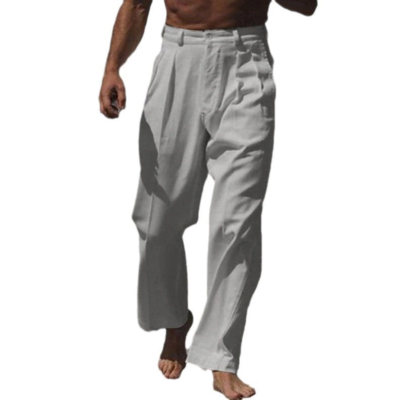 Men's elegant linen trousers with wide cut and high wearing comfort Lisslune