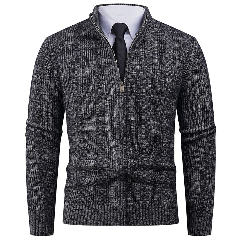Men's cardigan with modern zipper and cable pattern Lisslune