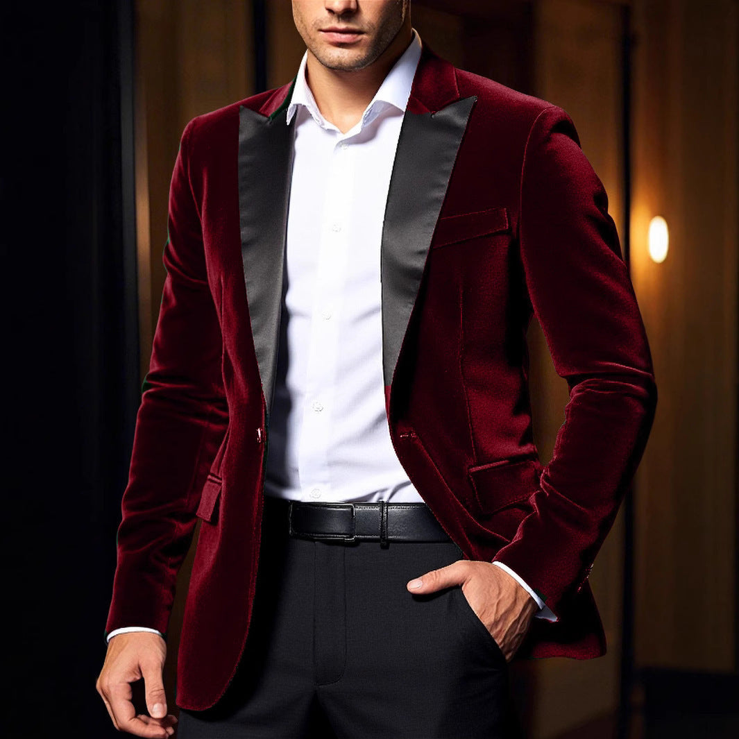 Men's elegant velvet blazer with satin collar section Lisslune