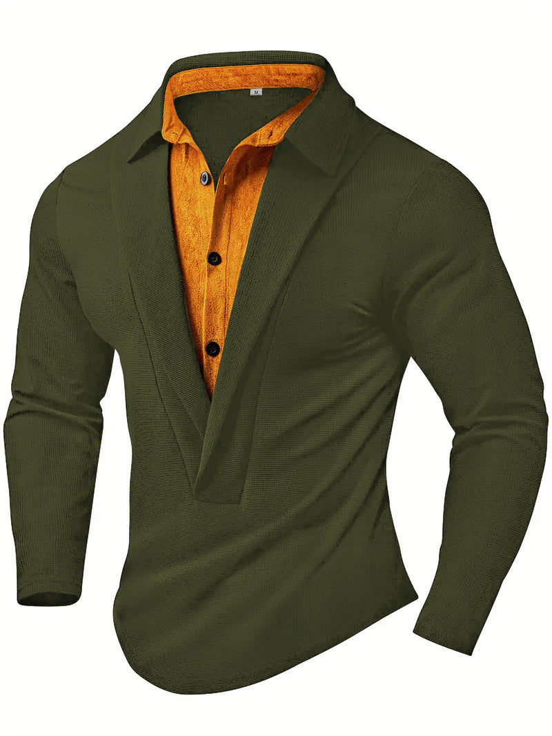 Men's Elegant Long Sleeve Shirt with Modern Collar and Textured Design Lisslune