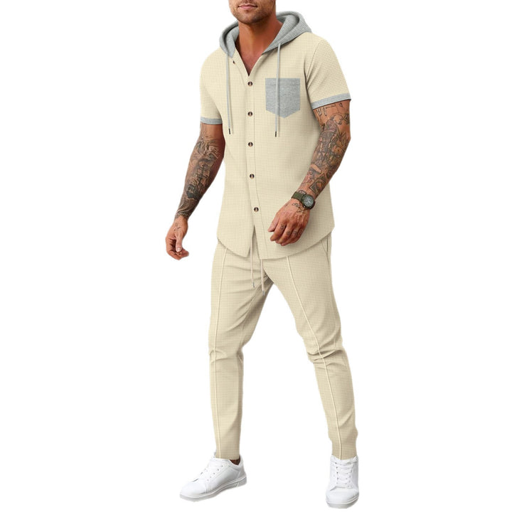 Men's athletic short-sleeve outfit with hood Lisslune