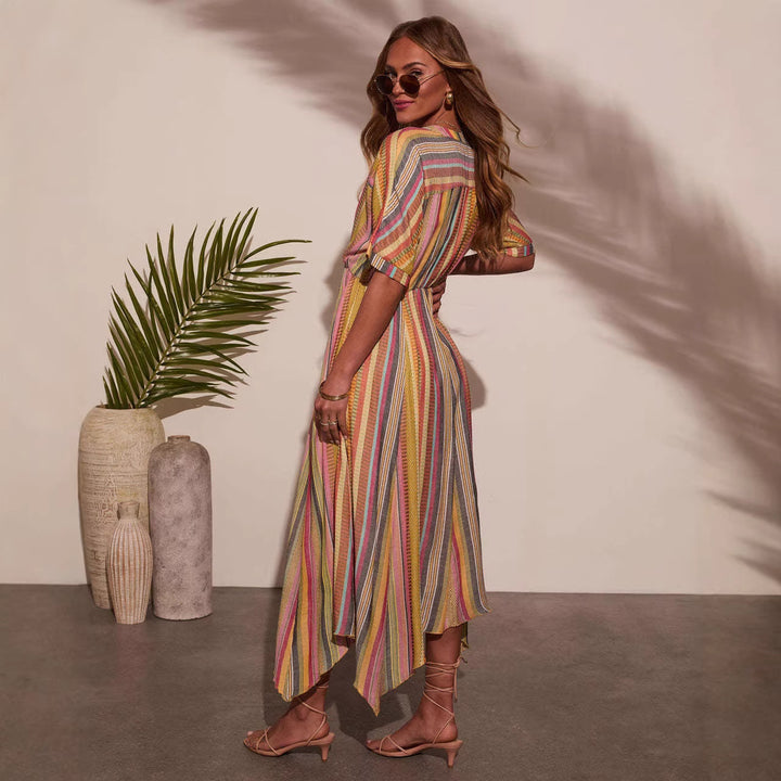 Women's maxi dress with deep V-neck and flared skirt Lisslune