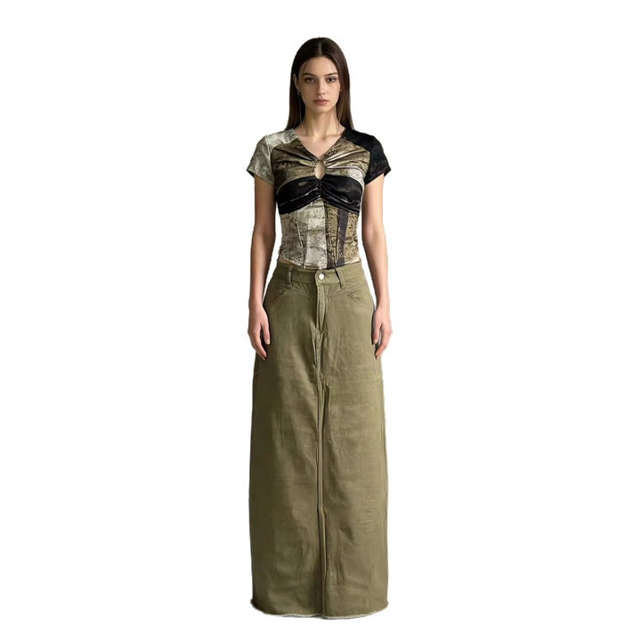 Women's maxi skirt in modern cut with fringed details Lisslune