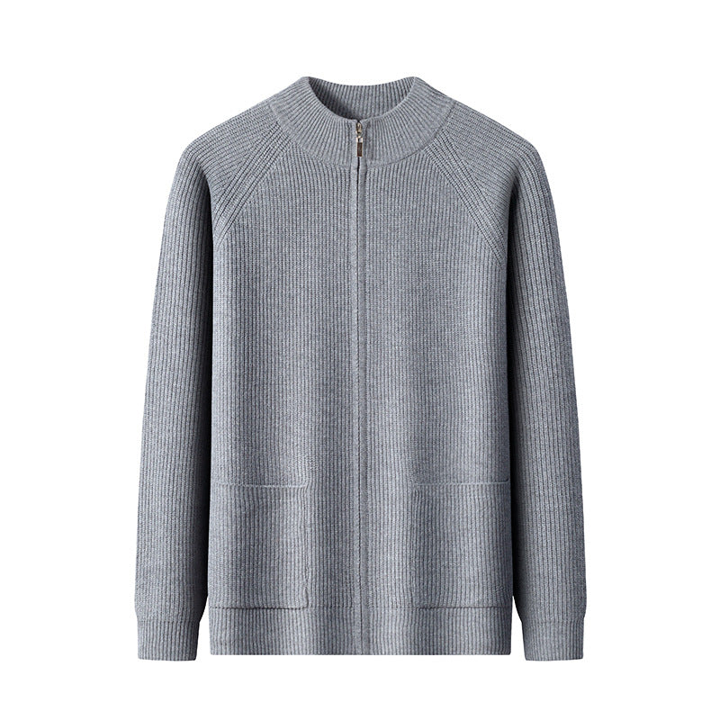 Men's Lightweight Cardigan with Textured Zipper and Practical Pockets Lisslune