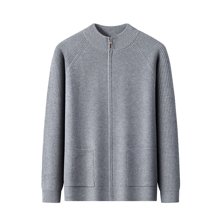 Men's Lightweight Cardigan with Textured Zipper and Practical Pockets Lisslune