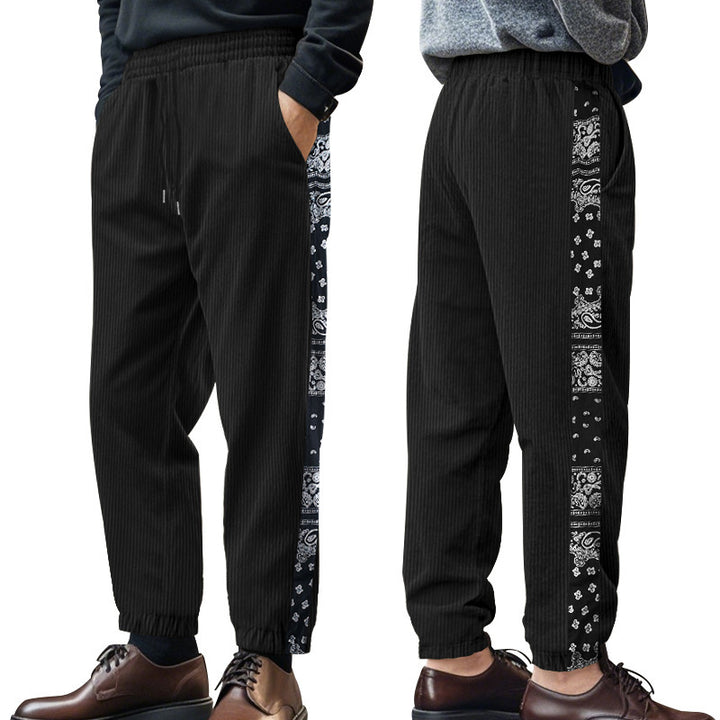 Men's leisure pants with decorative side panels in bandana design Lisslune
