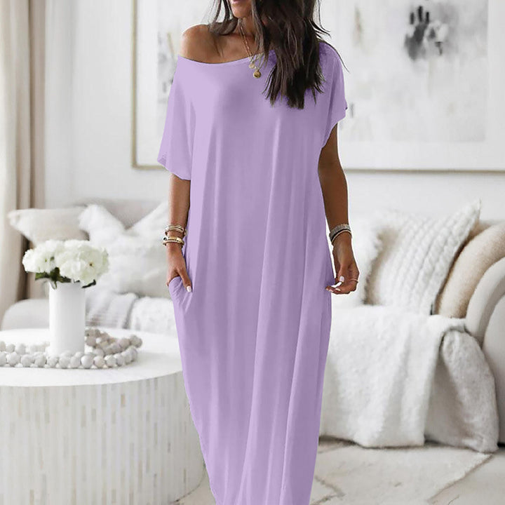 Ladies Loose Maxi Dress with Animal Print and Side Pockets Lisslune