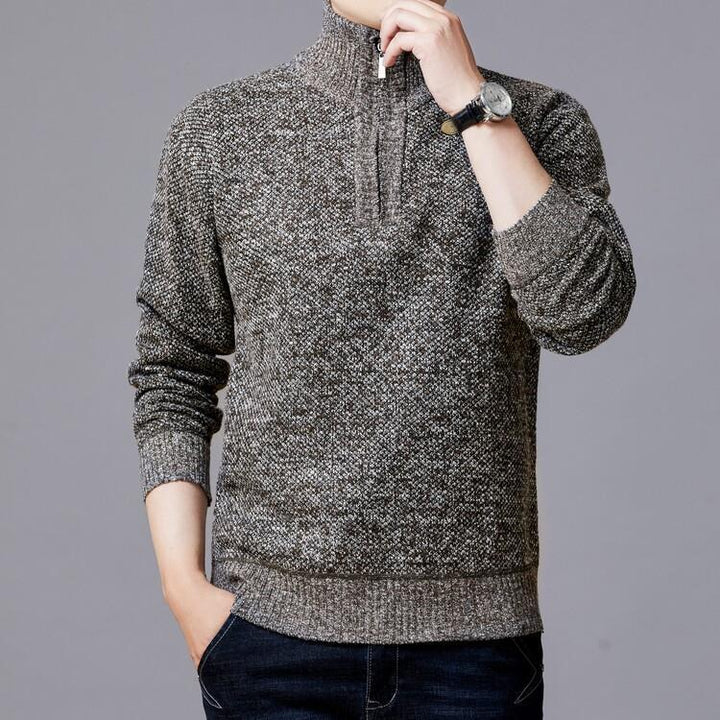 Men's knit sweater with modern stand-up collar and textured surface Lisslune