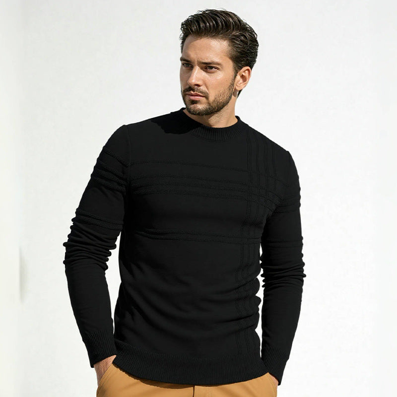 Men's sweater with modern textured design and high collar Lisslune