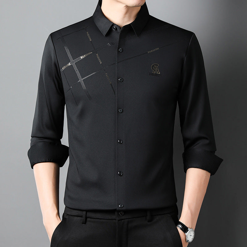 Men's elegant long-sleeve shirt with modern graphic design Lisslune