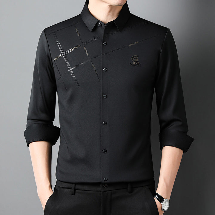 Men's elegant long-sleeve shirt with modern graphic design Lisslune