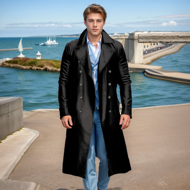 Men's Elegant and Shiny Trench Coat Lisslune