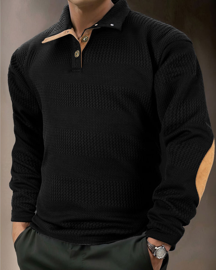 Men's structured long sleeve polo shirt with high-quality contrast elements Lisslune