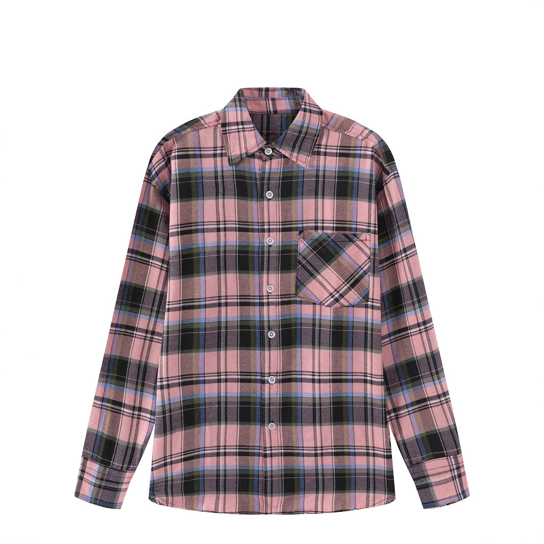 Men's casual flannel shirt with check pattern and chest pocket Lisslune