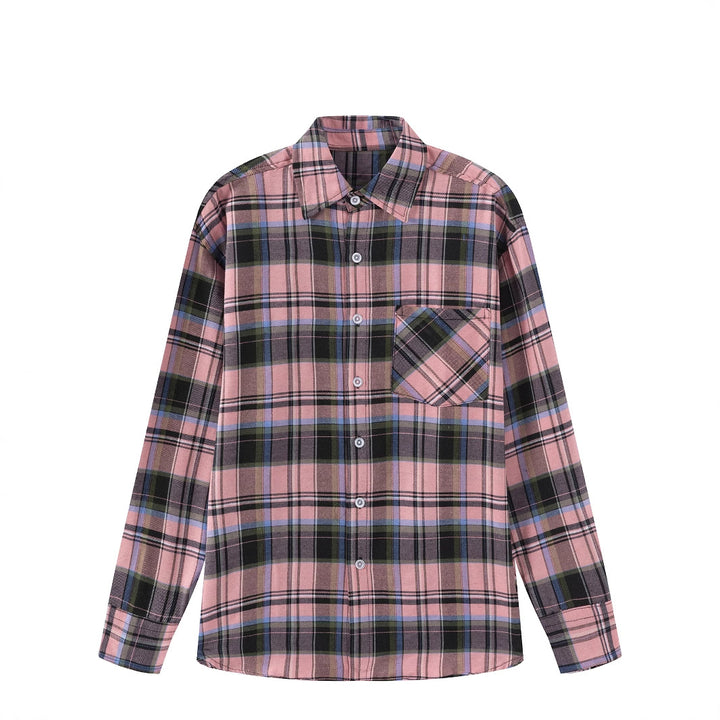 Men's casual flannel shirt with check pattern and chest pocket Lisslune