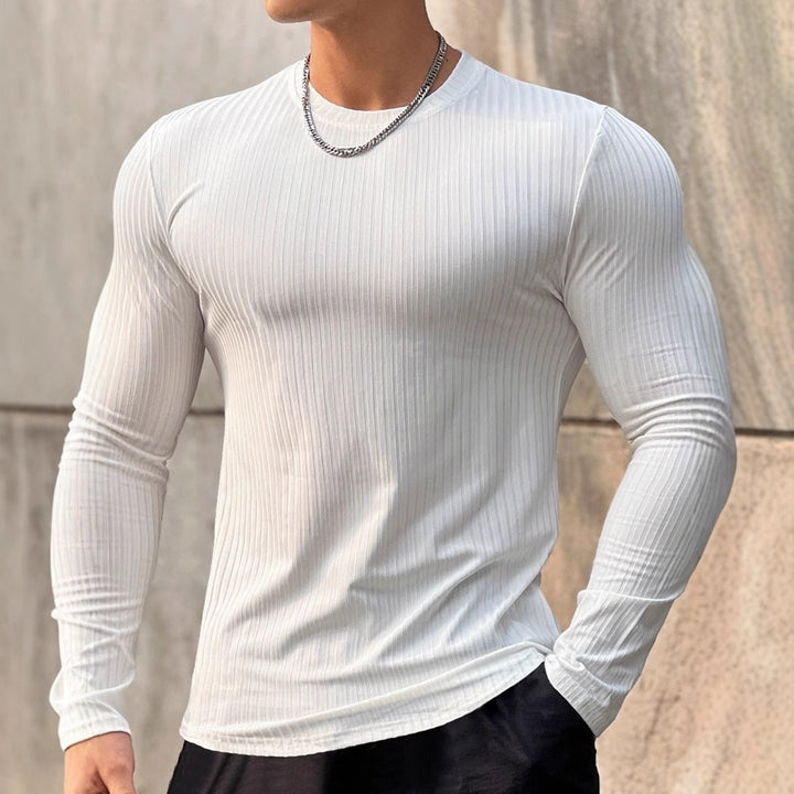 Men's long-sleeve shirt with textured ribbed pattern and sporty fit Lisslune