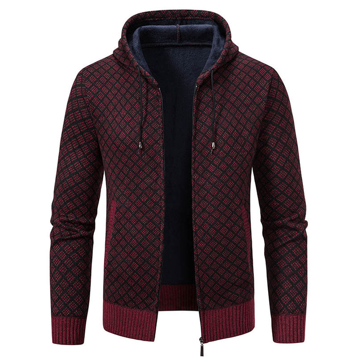 Men's Cozy Cardigan with Hood and Modern Design Lisslune
