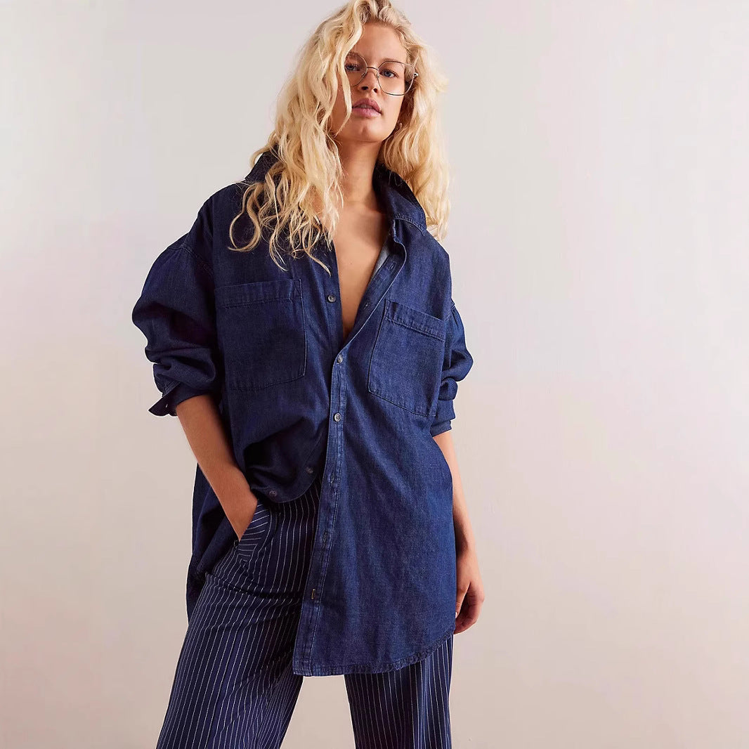 Women Oversized Denim Shirt Lisslune