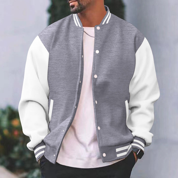 Men's college jacket with contrasting sleeves and classic cuffs Lisslune