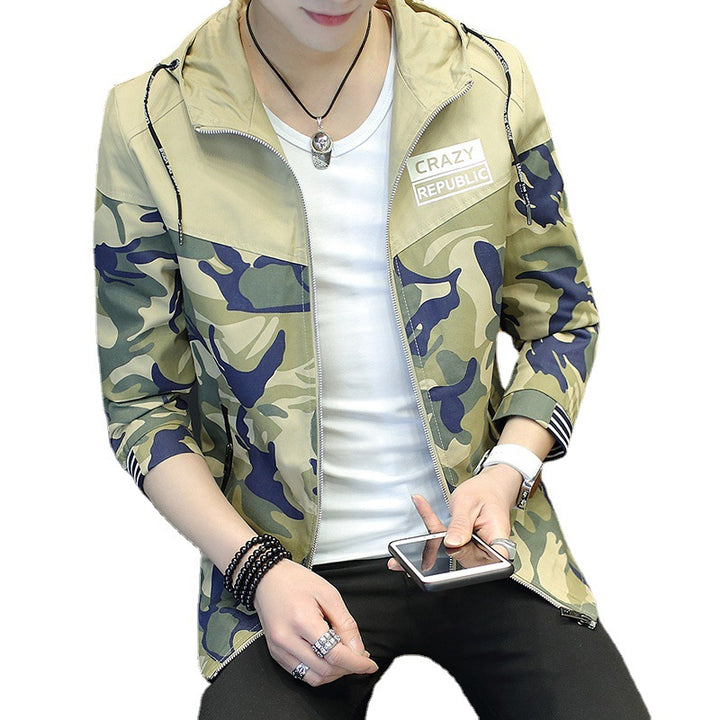 Men's lightweight camouflage jacket with hood and elastic cuffs Lisslune