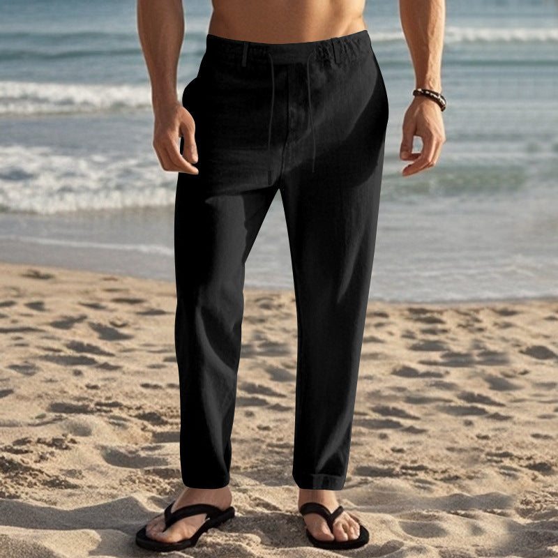 Men's Comfortable Beach Pants with Elastic Waistband and Convenient Side Pockets Lisslune