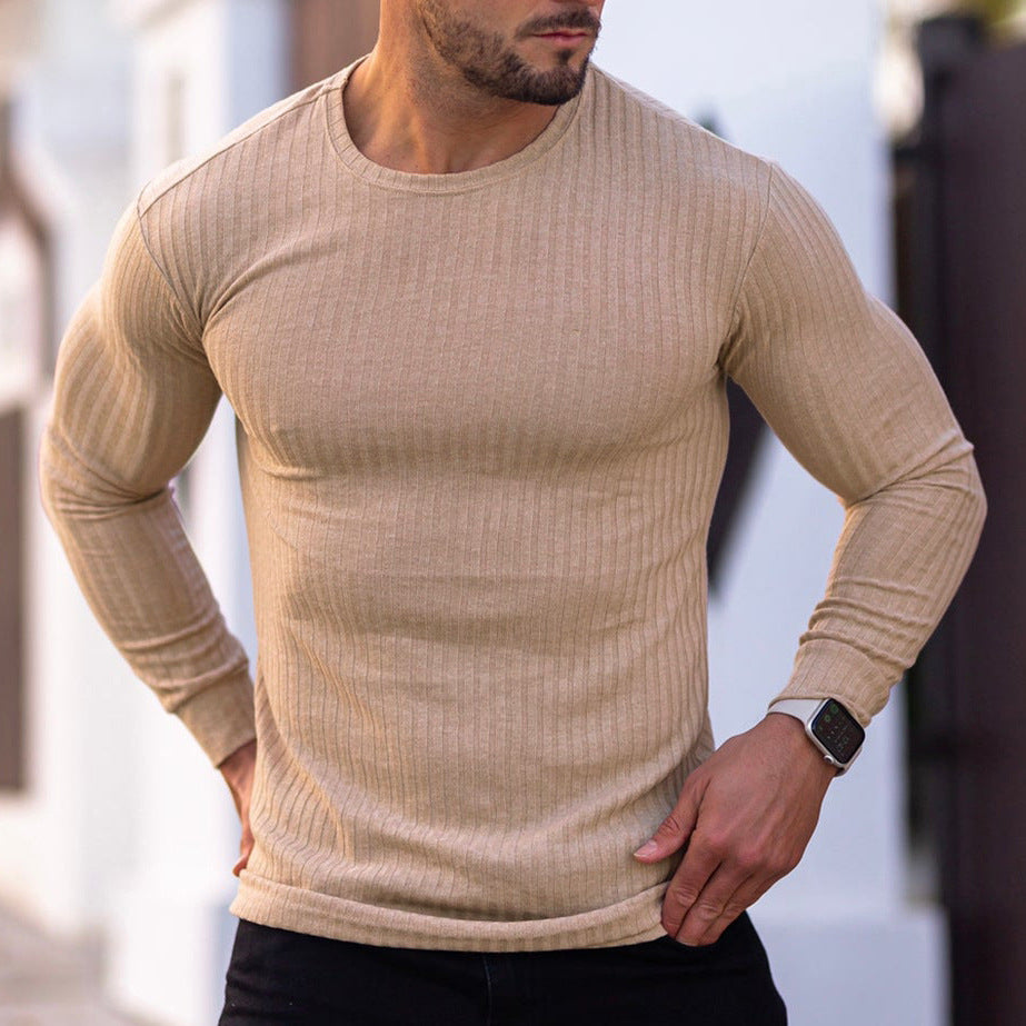 Men's long sleeve shirt with fine ribbed texture Lisslune