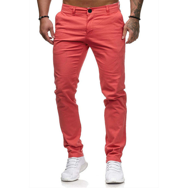 Men's Slim-Fit Casual Pants with Elastic Waistband and Comfortable Cut Lisslune